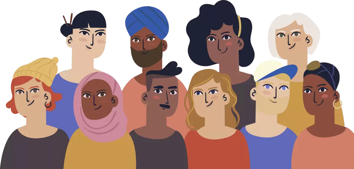 Diverse group of people illustrated together